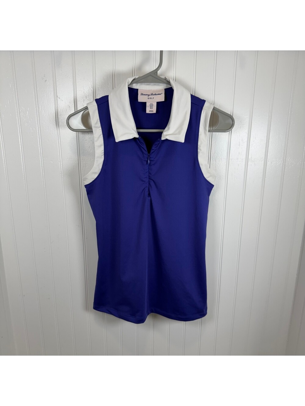 Tommy Bahama Golf Sleeveless Polo Shirt in Blue Purple White Size Small Womens